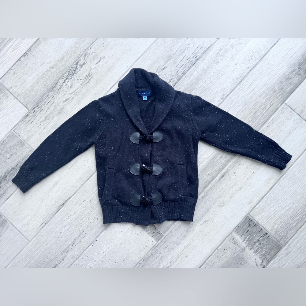 Andy & Evan Black Shawl Collar Toggle Cardigan - size 3T